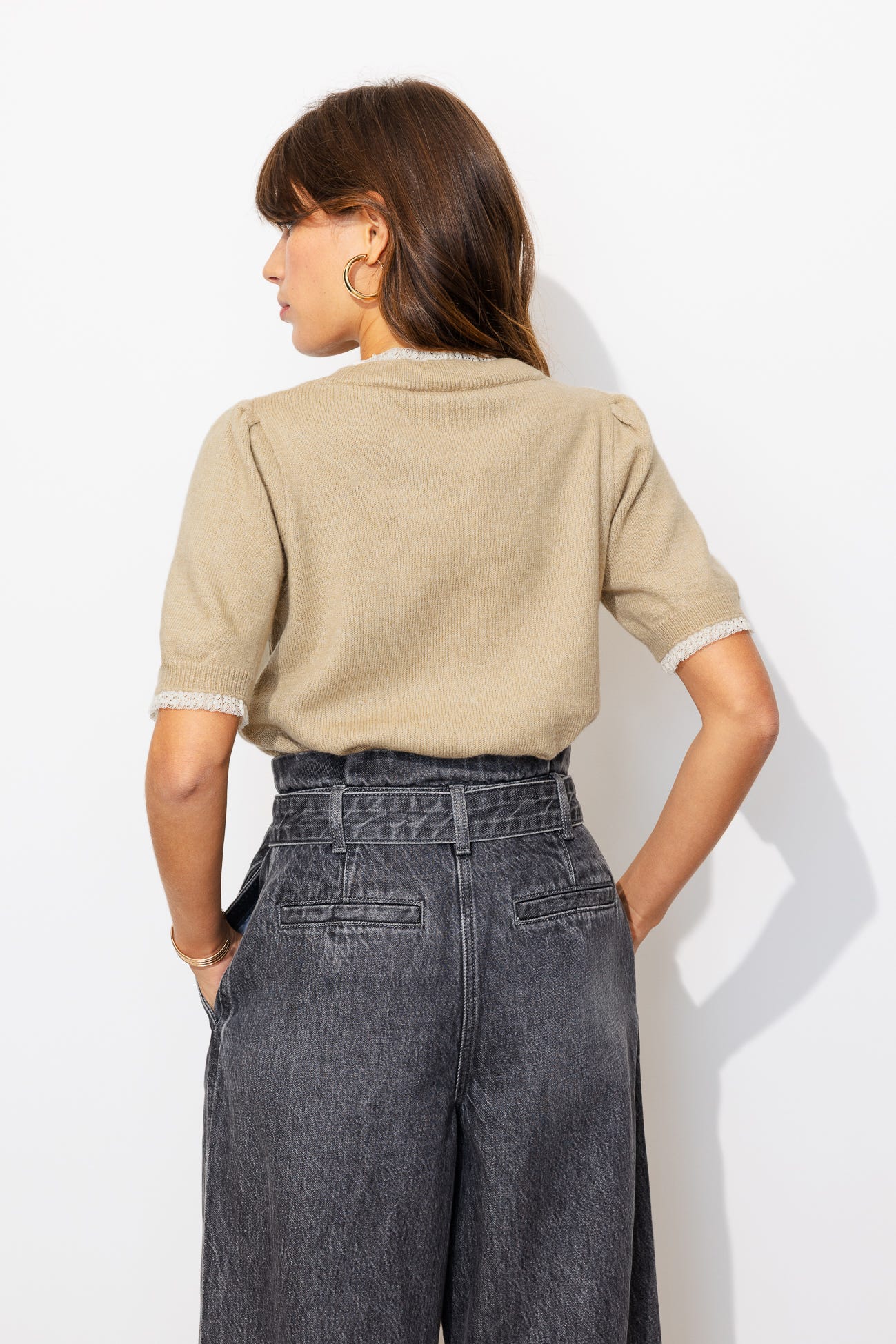 Pull détail dentelle Femme