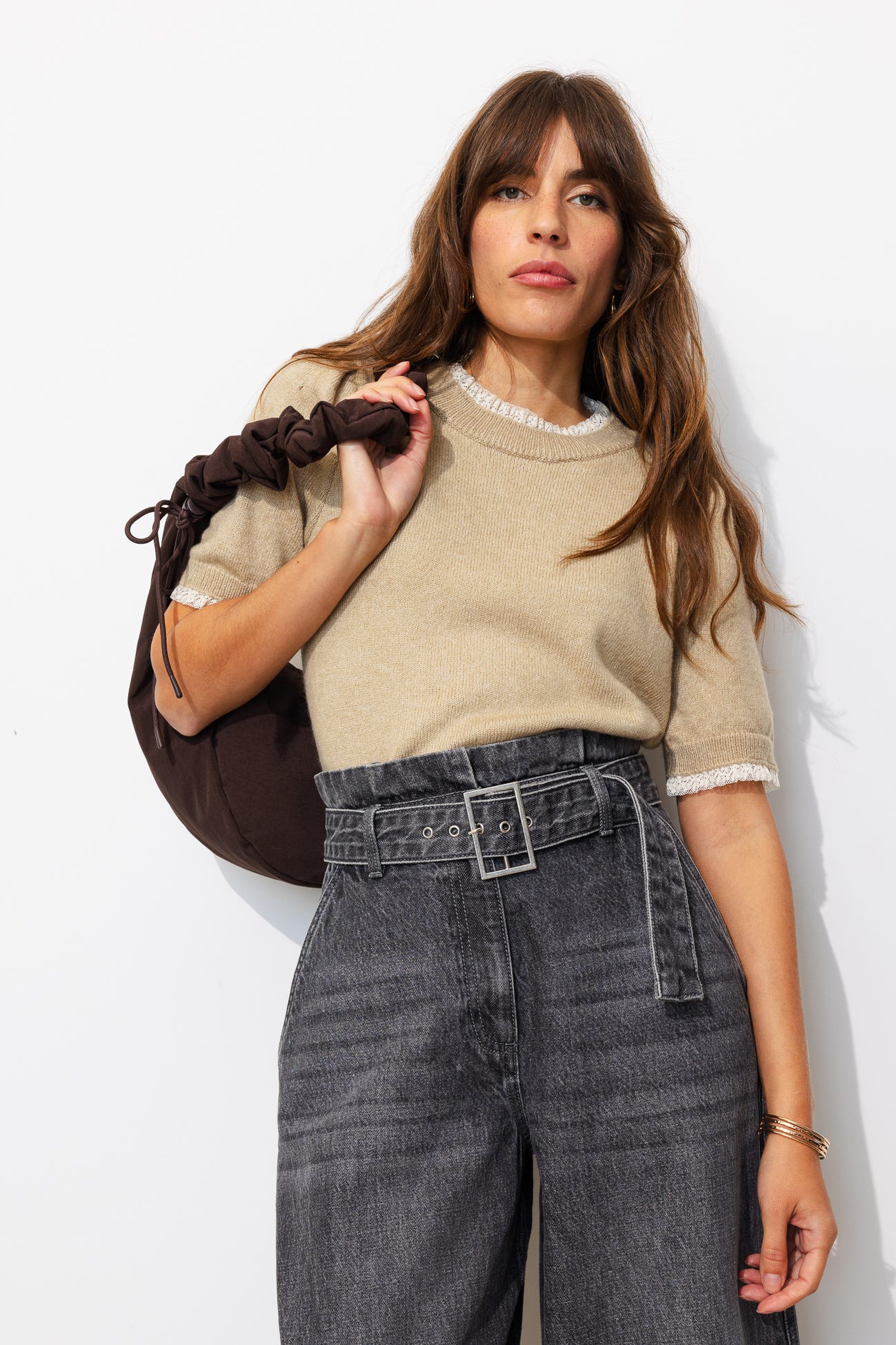 Pull détail dentelle Femme