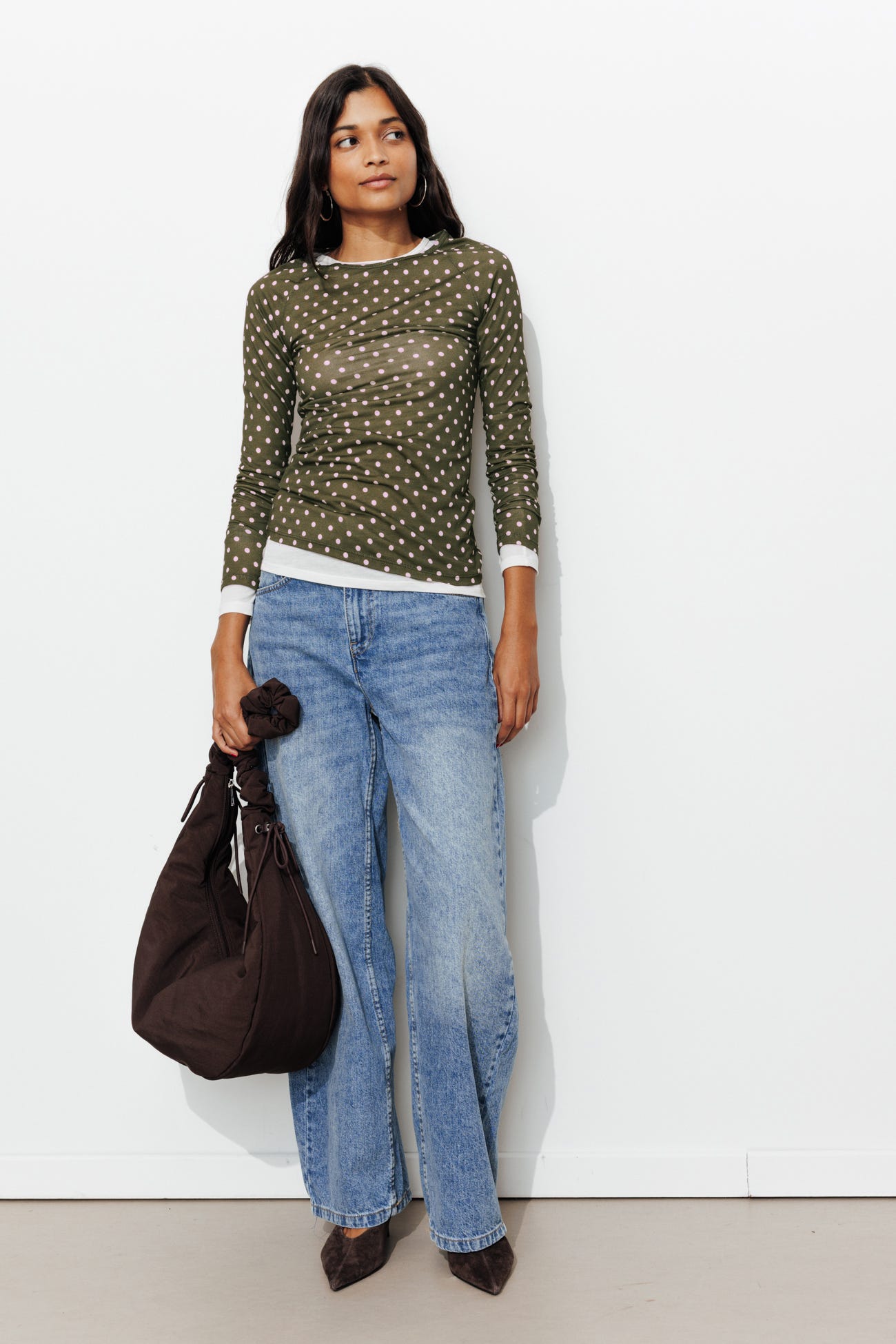 Long-sleeved dotted-shirt