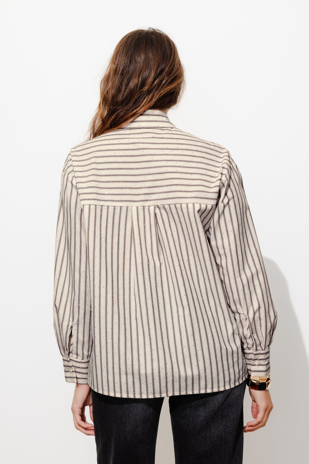 Chemise rayée à strass