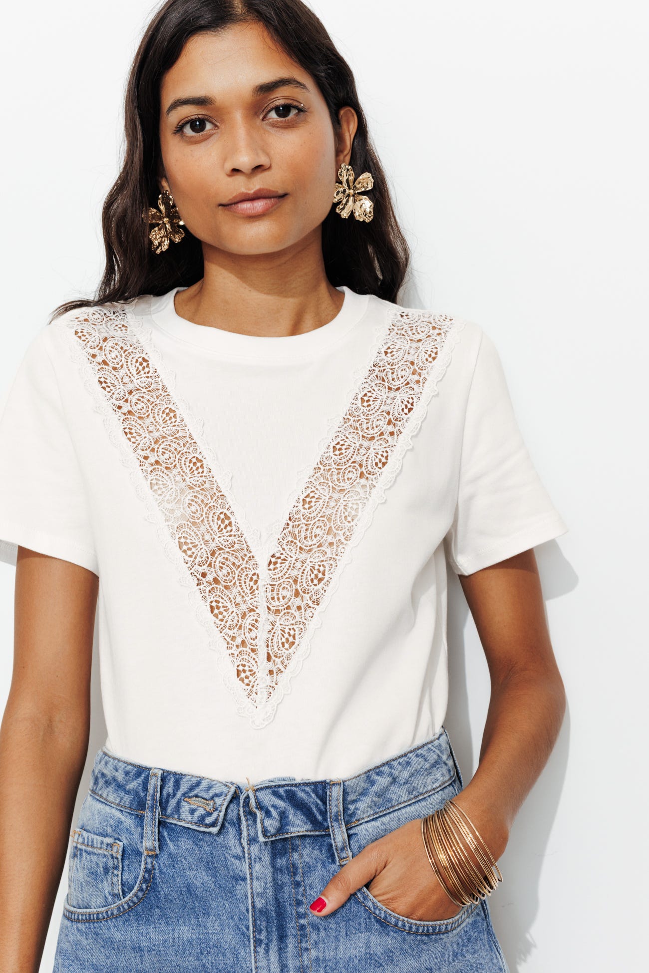 Lace detail t-shirt
