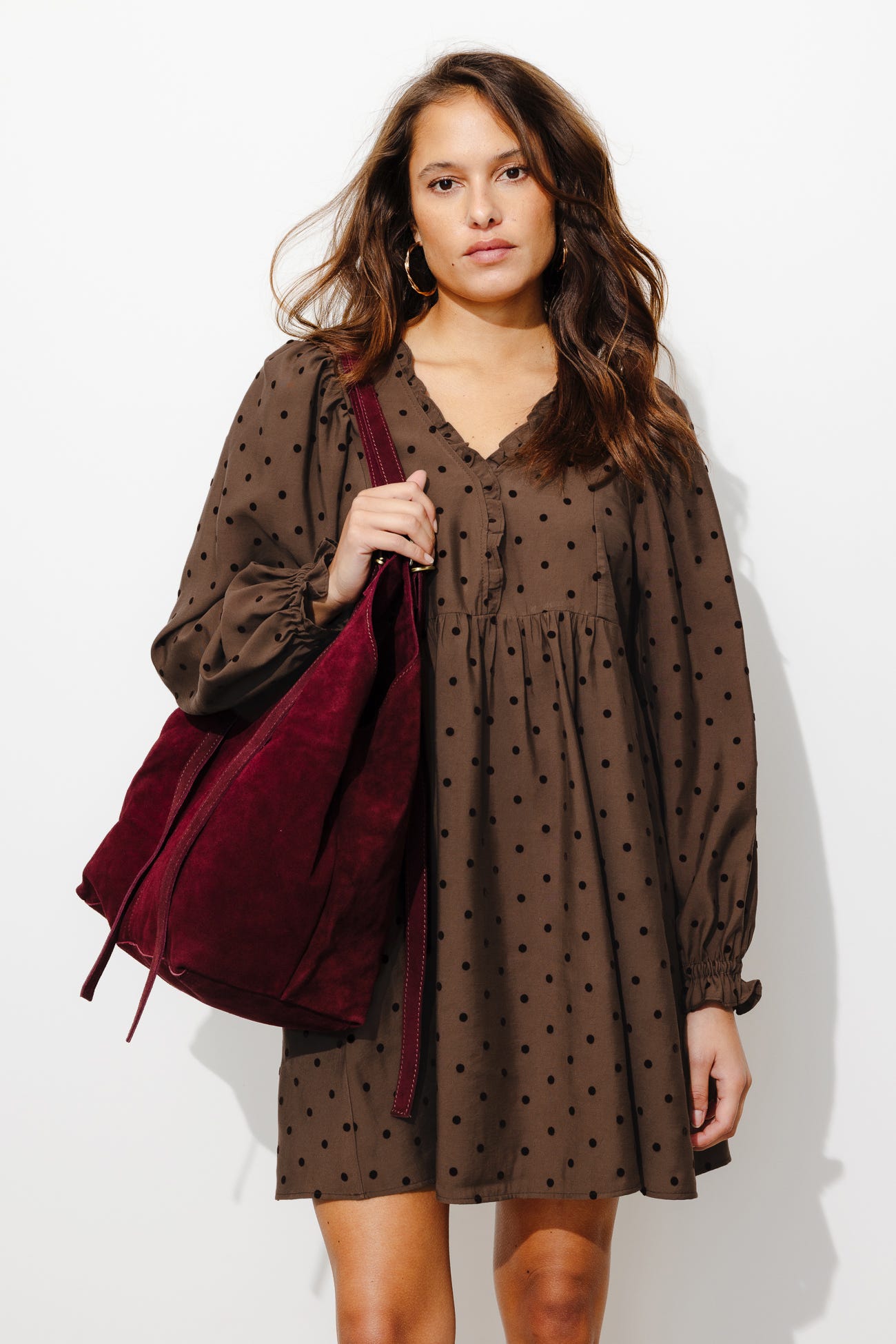 Robe courte à pois Femme