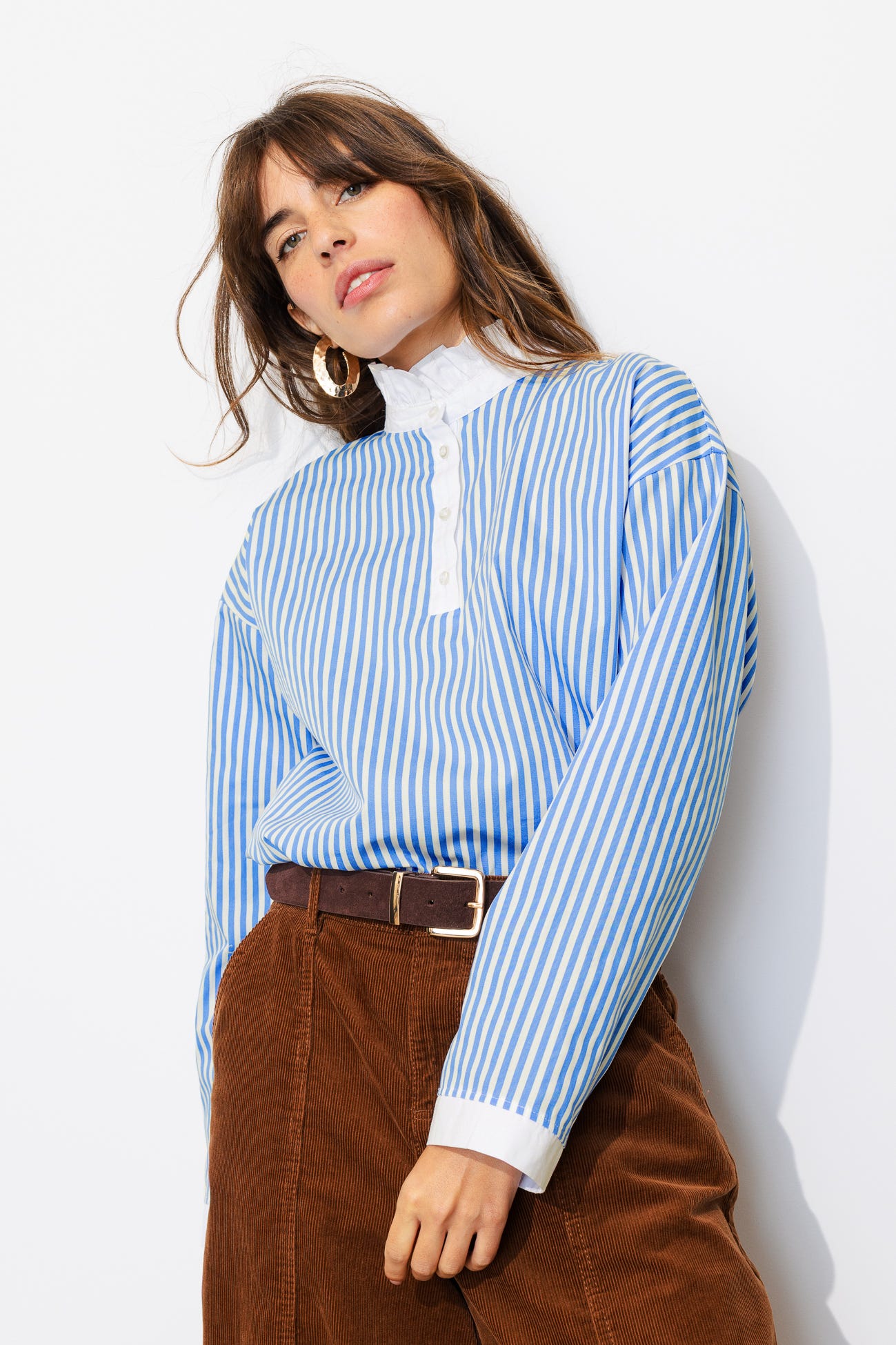 Chemise rayée col Victorien