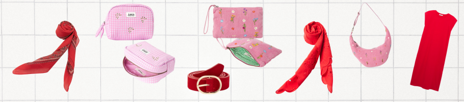 accessoires roses et rouge