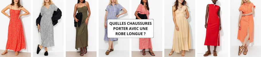 voir quelles chaussures porter avec une robe longue